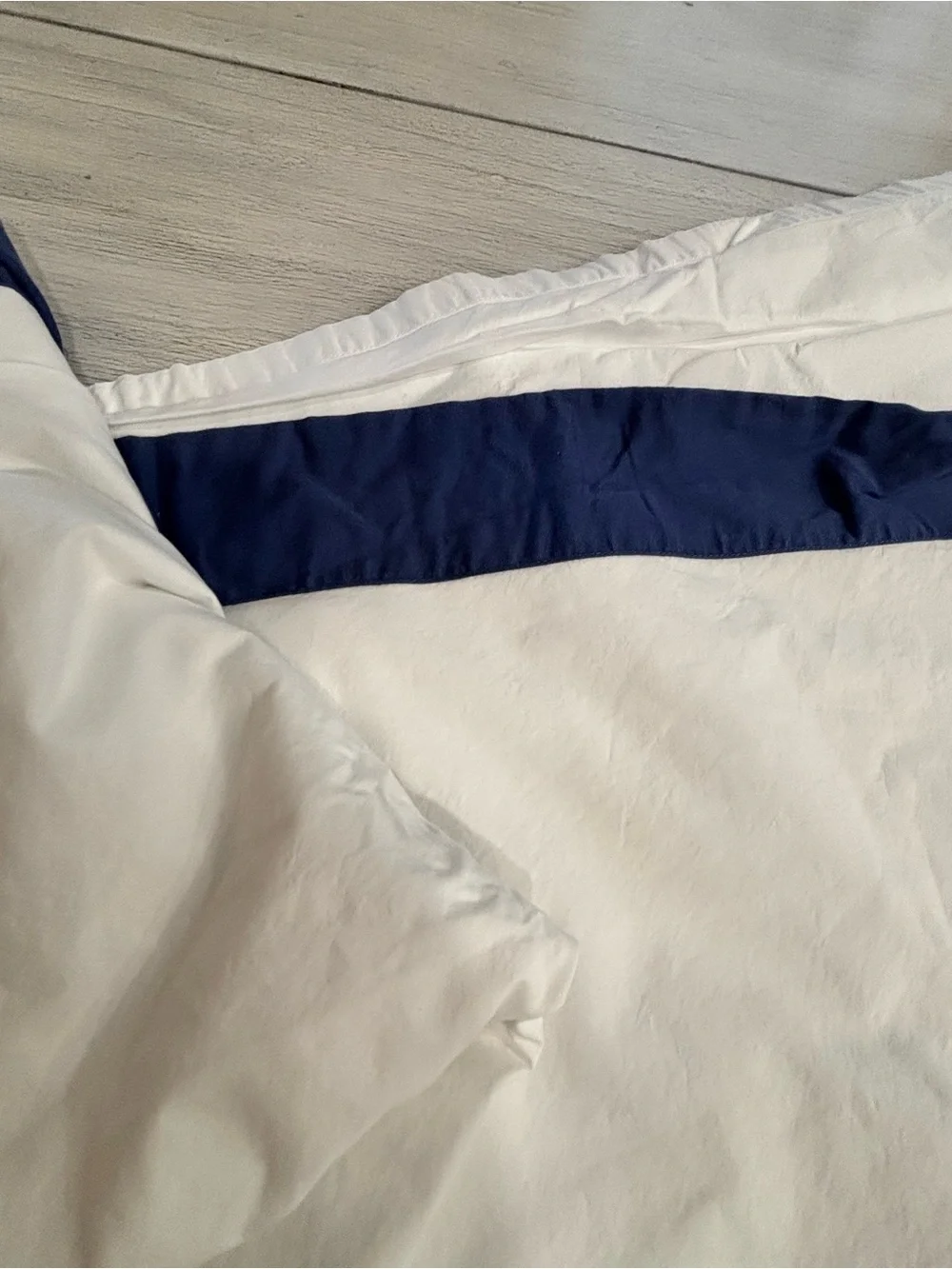 DEA ITALY For GATTLES, NAPLES Flat Sheet With Navy Blue Border Queen 86” X 108”